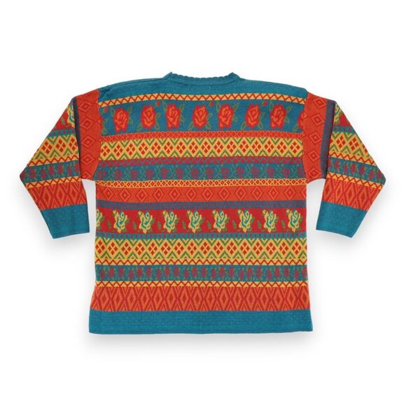 Vintage 90s Jacque & Koko Womens Sweater All Over Abstract Pattern Size 22/24 - Picture 2 of 3